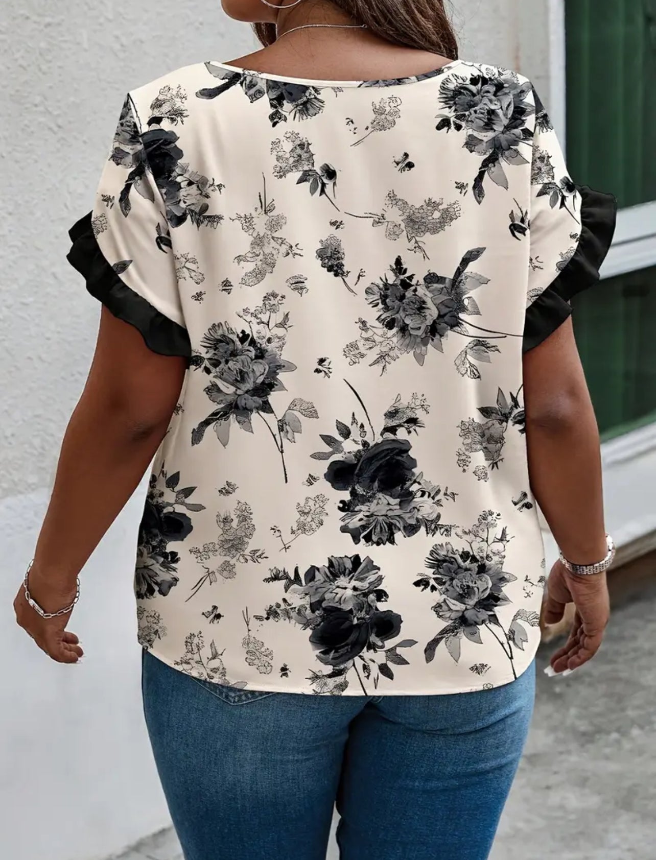 Black and White floral top